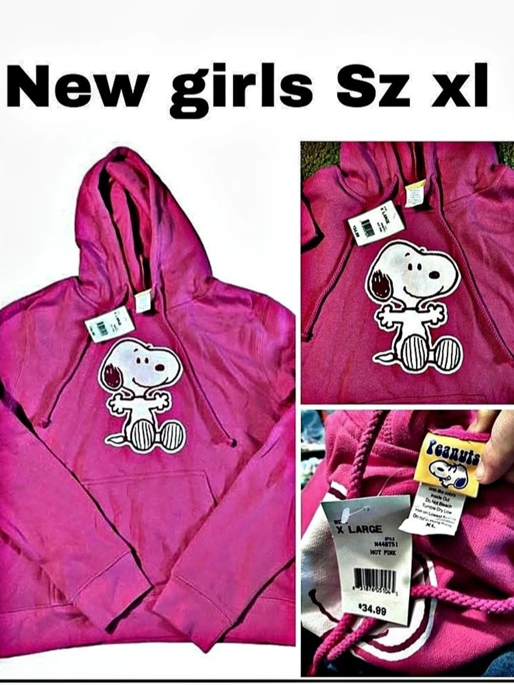 Peanuts Snoopy Pink Girls XL NWT